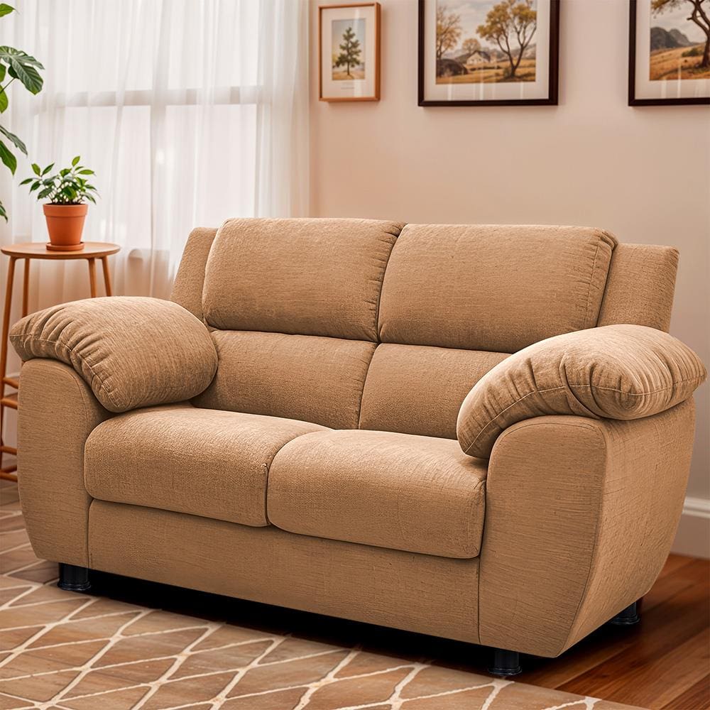 Sofá 2 Lugares Cama inBox Paris com 152cm de Largura e Revestido em Bouclé - Caramelo
