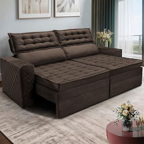 Sofá 3 Lugares Cama inBox Cielo com Assento Retrátil, Encosto Reclinável em Suede Velusoft e 200cm de Largura
