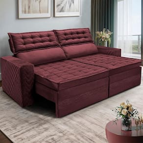Sofá 3 Lugares Cama inBox Cielo com Assento Retrátil, Encosto Reclinável em Suede Velusoft e 200cm de Largura