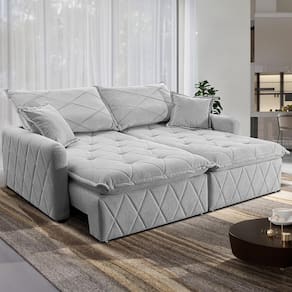 Sofá 3 Lugares Cama inBox Sublime Retrátil e Reclinável Revestido em Bouclé - 180cm de largura