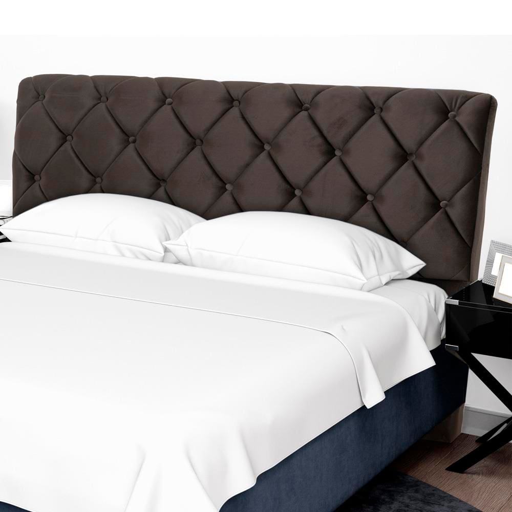 Cabeceira para Cama de Solteiro Hellen Denver com Revestimento Platinum - 90cm de largura - Marrom