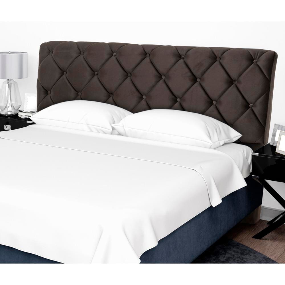 Cabeceira para Cama de Casal Hellen Denver com Revestimento Platinum - 140cm de largura - Marrom