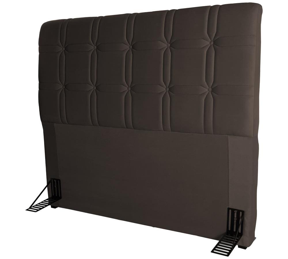 Cabeceira para Cama de Casal Hellen Zeus com Revestimento Platinum - 140cm de largura - Marrom