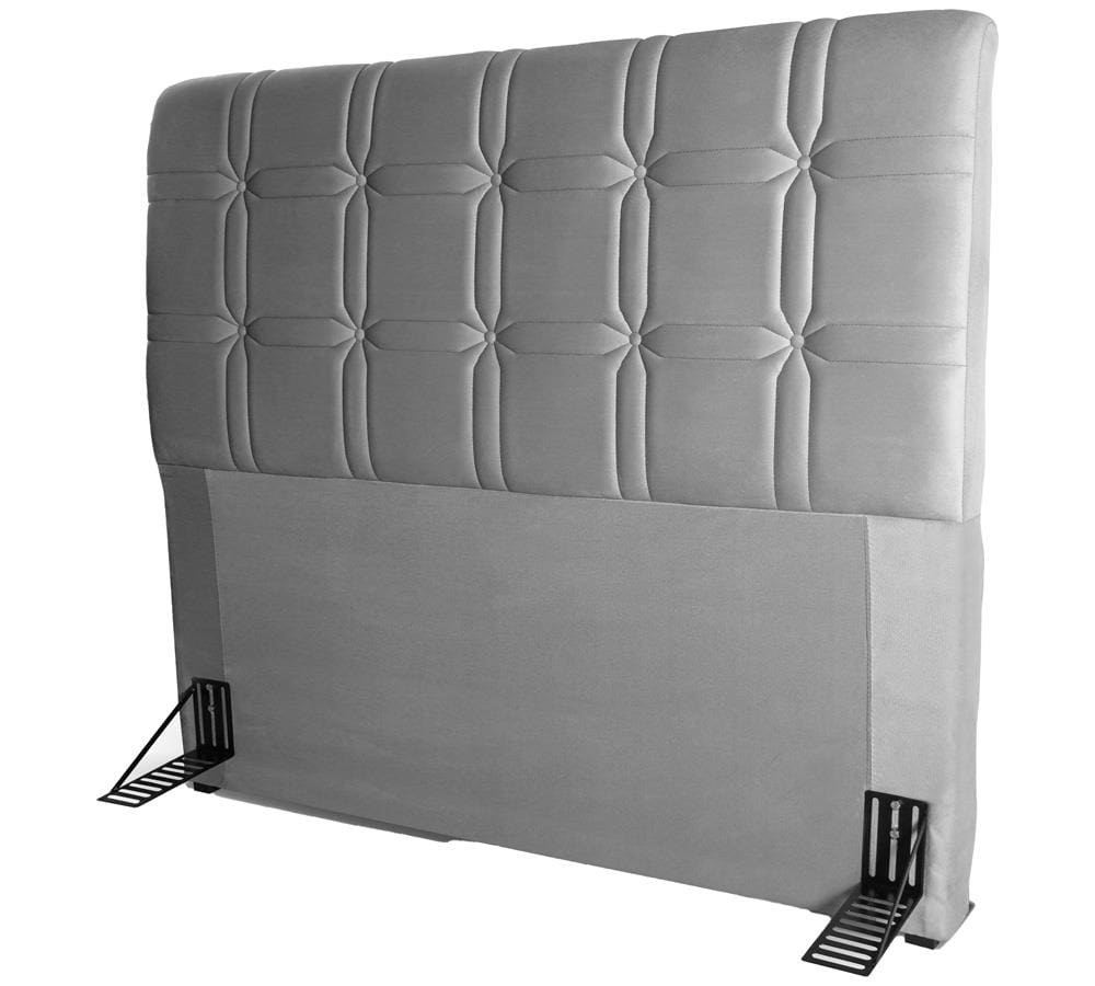 Cabeceira para Cama Queen Size Hellen Zeus com Revestimento Platinum - 160cm de largura - Grafite