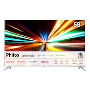 Smart TV LED 58” 4K Philco Ultra HD PTV58G7PAGCSBL Android TV, Dolby Audio e Processador Quad-Core, USB, Wi-Fi e Controle com Comando de Voz