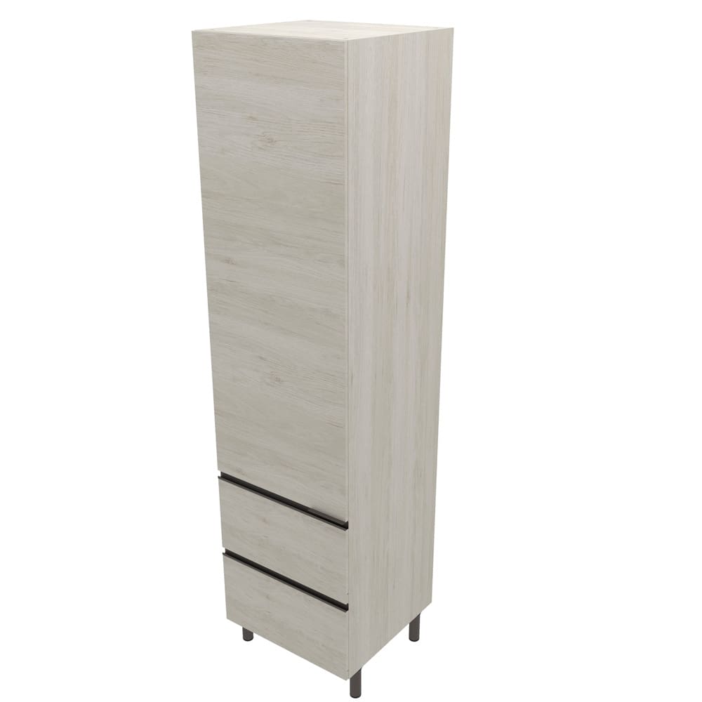 Paneleiro Bartira Cristal com 1 Porta, 2 Gavetões e 4 Prateleiras – 60cm de largura - Freixo