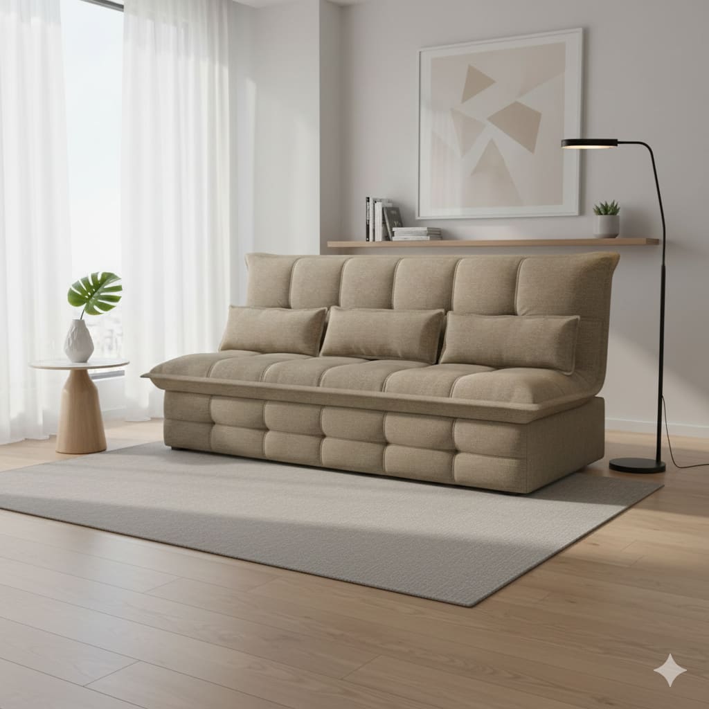 Sofá-Cama 2 Lugares Luizzi Monalisa Revestido em Tecido Boucle Encosto Reclinável - 205cm de Largura