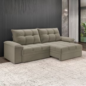 Sofá Retrátil e Reclinável 4 Lugares 2,60m Revestimento Suede com Molas Ensacadas Luizzi California Soft