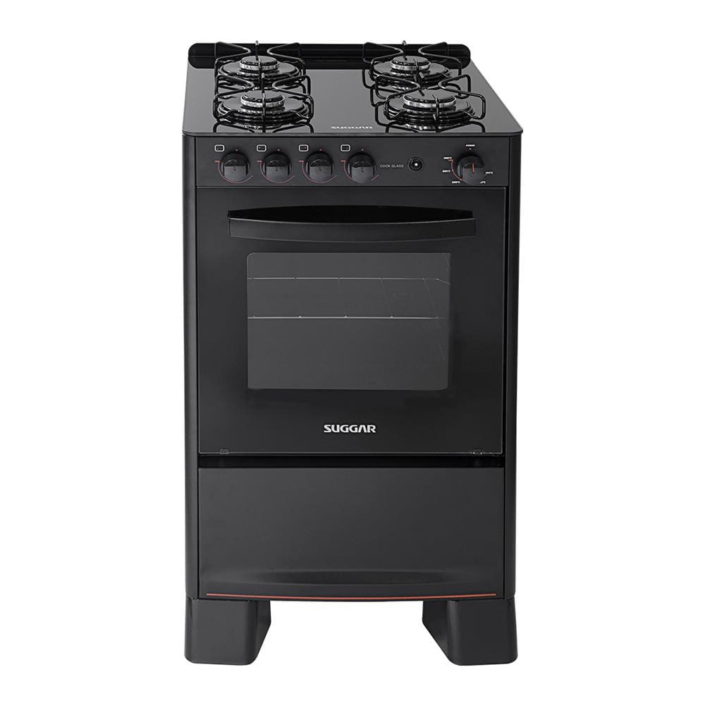 Fogão de Piso Suggar 4 Bocas com Mesa de Vidro Cook Glass Preto FGVCG410PT – Bivolt