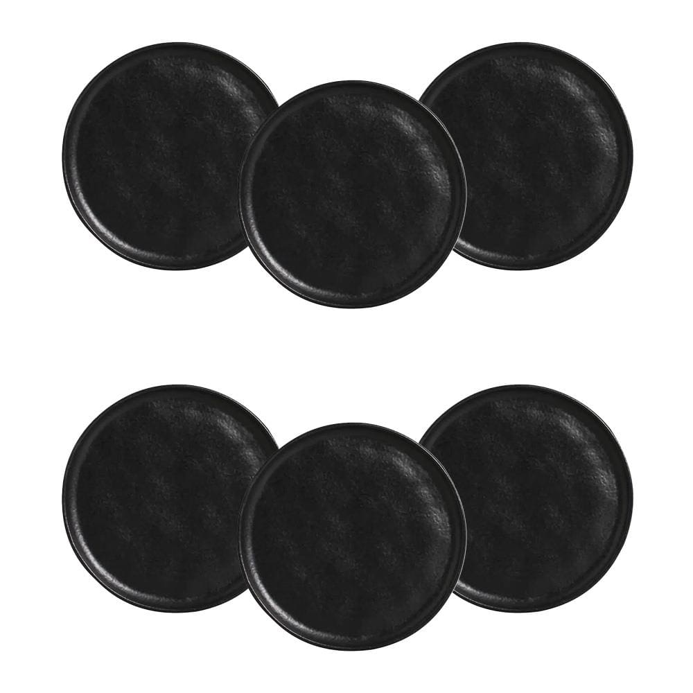 Conjunto de Pratos para Pão Porto Brasil Bio Preto Matte - 6 Peças