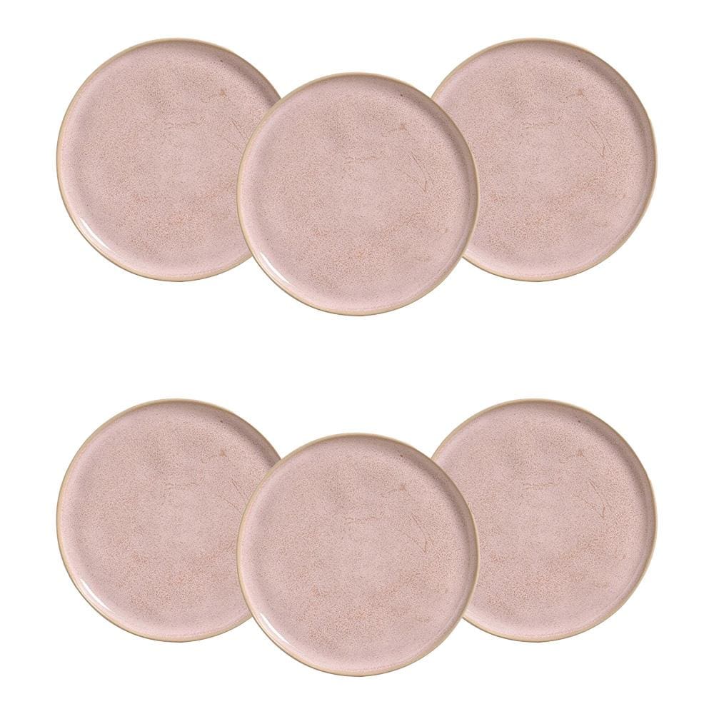 Conjunto de Pratos Rasos Porto Brasil Bio Litchi Rosa Claro 27,5cm – 6 Peças