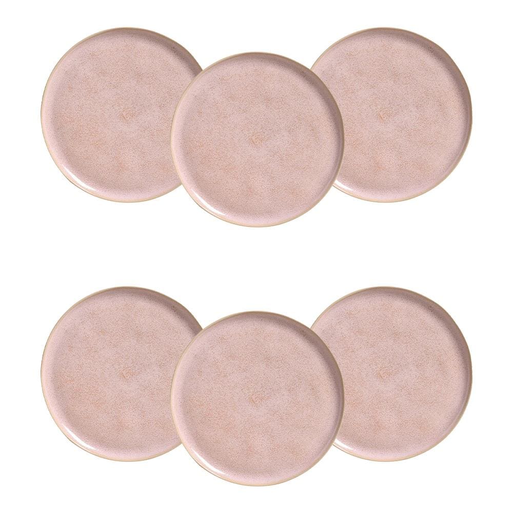 Conjunto de Pratos Rasos Porto Brasil Bio Litchi Rosa Claro 29cm – 6 Peças