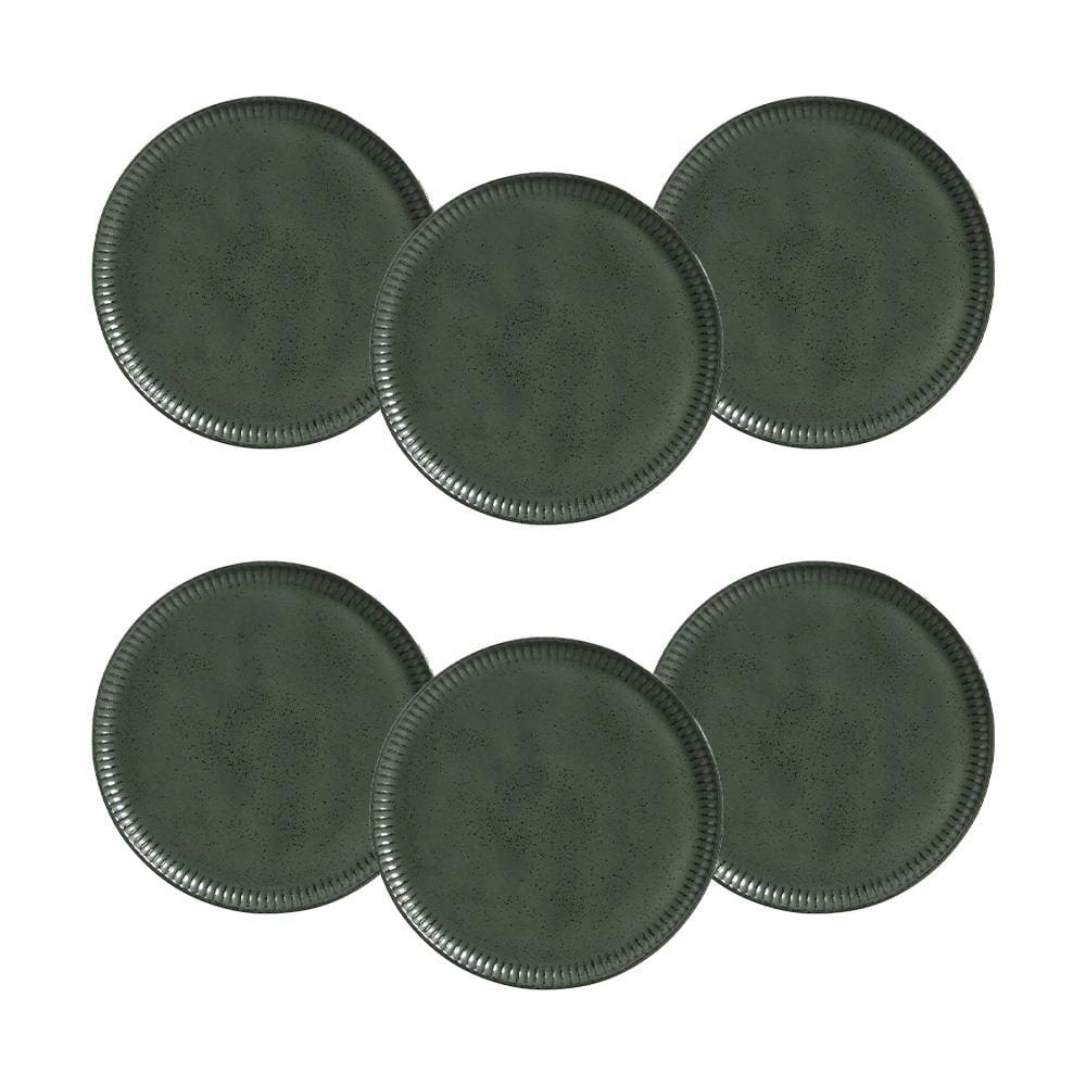 Conjunto de Pratos Rasos Porto Brasil Linhas Greenery Verde 27,5cm - 6 Peças