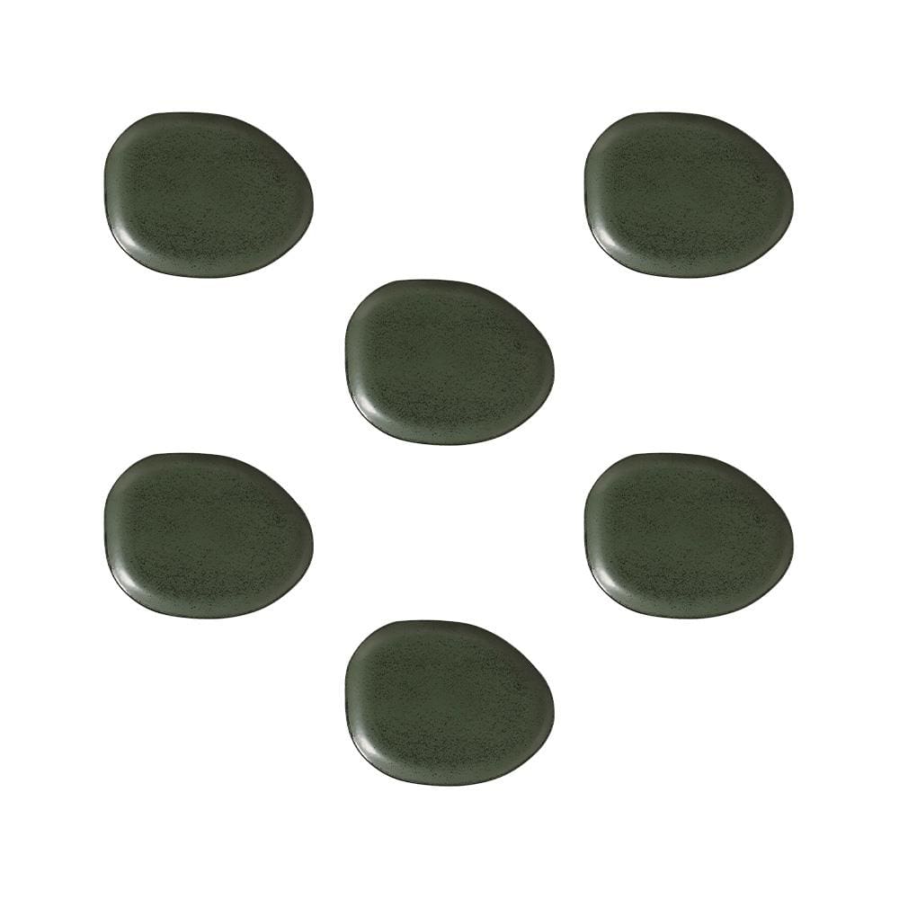Conjunto de Pratos Oval Porto Brasil Orgânico Greenery 31cm - 6 Peças