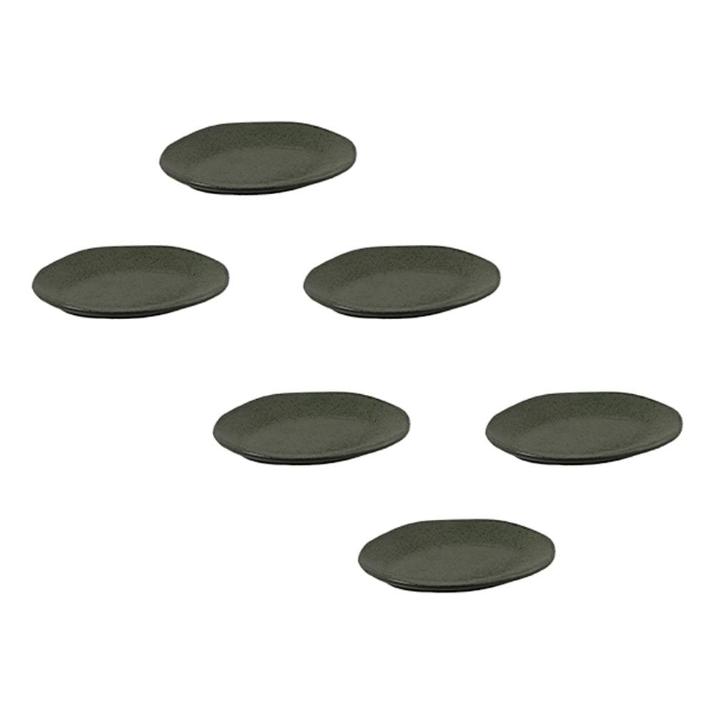 Conjunto de Pratos de Sobremesa Ovais Porto Brasil Orgânico Greenery 22,5cm - 6 peças