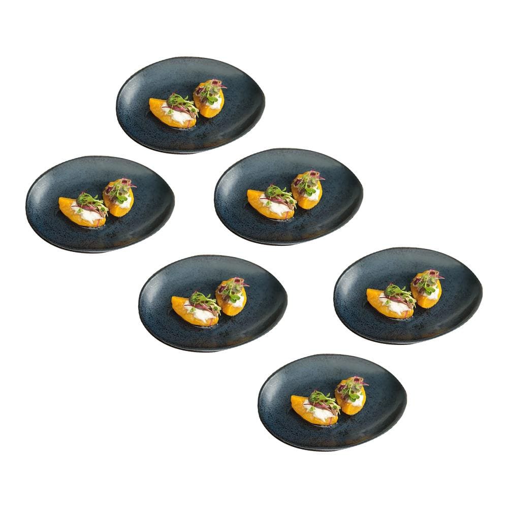 Conjunto de Pratos de Sobremesa Ovais Porto Brasil Orgânico Night Blue 22,5cm - 6 peças