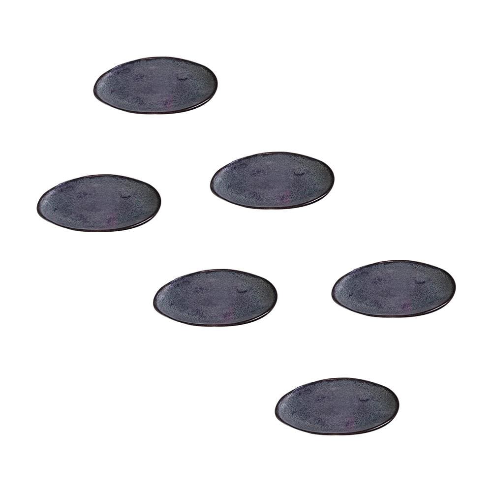 Conjunto de Pratos de Sobremesa Ovais Porto Brasil Orgânico Titanium 22,5cm - 6 peças