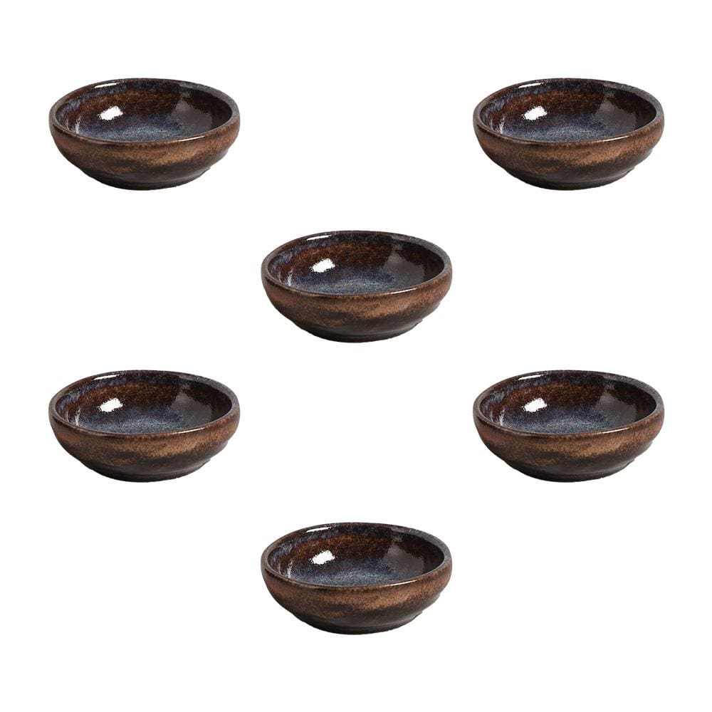 Conjunto de Ramequins Médios Porto Brasil Orgânico Titanium com 6 Peças 70ml - Azul