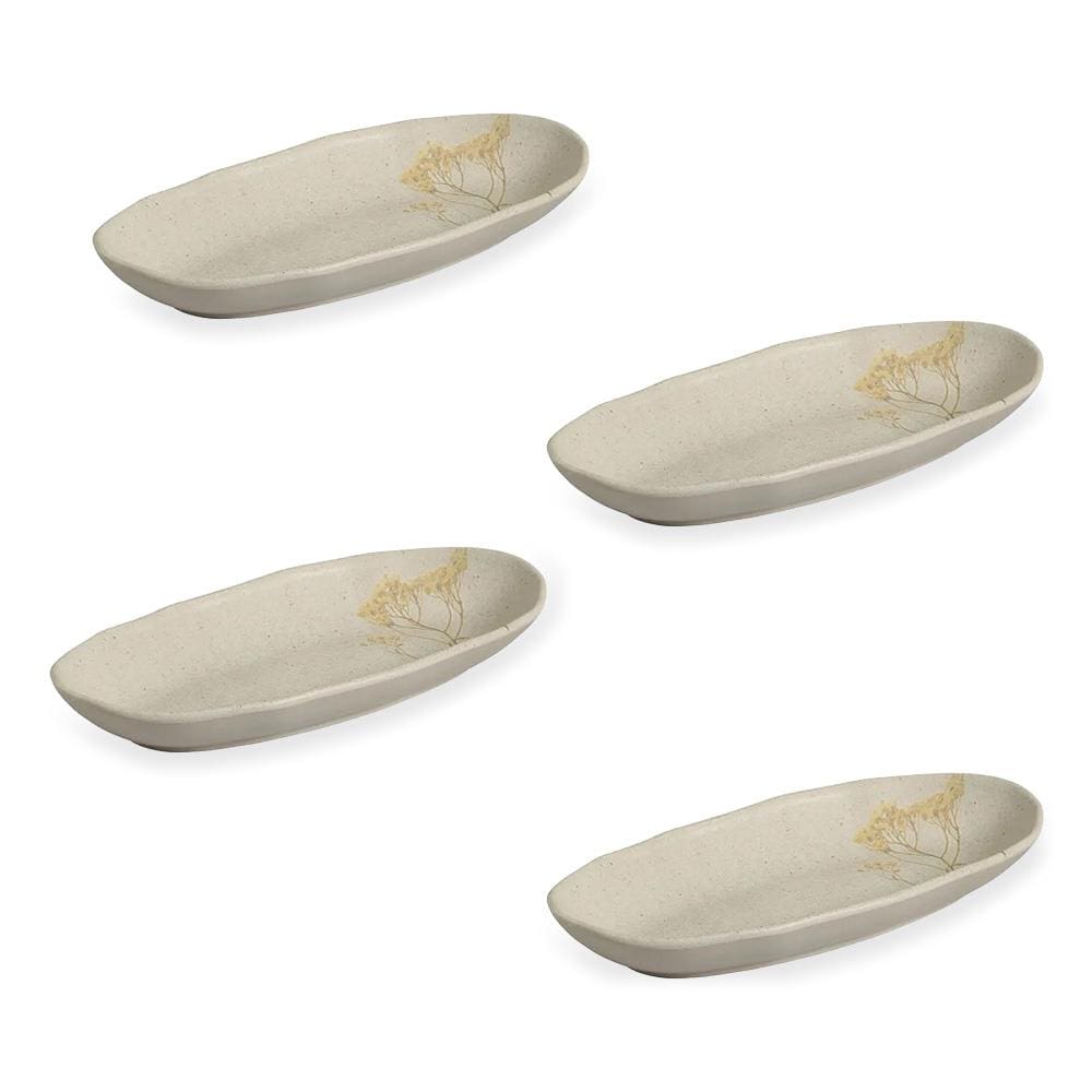 Conjunto de Travessas Oval Funda G Porto Brasil Orgânico Campestre em Stoneware – 4 Peças