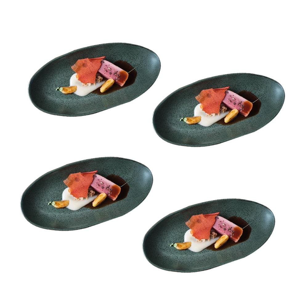 Conjunto de Travessas Ovais Grandes Porto Brasil Orgânico Greenery 32x16cm - 4 Peças