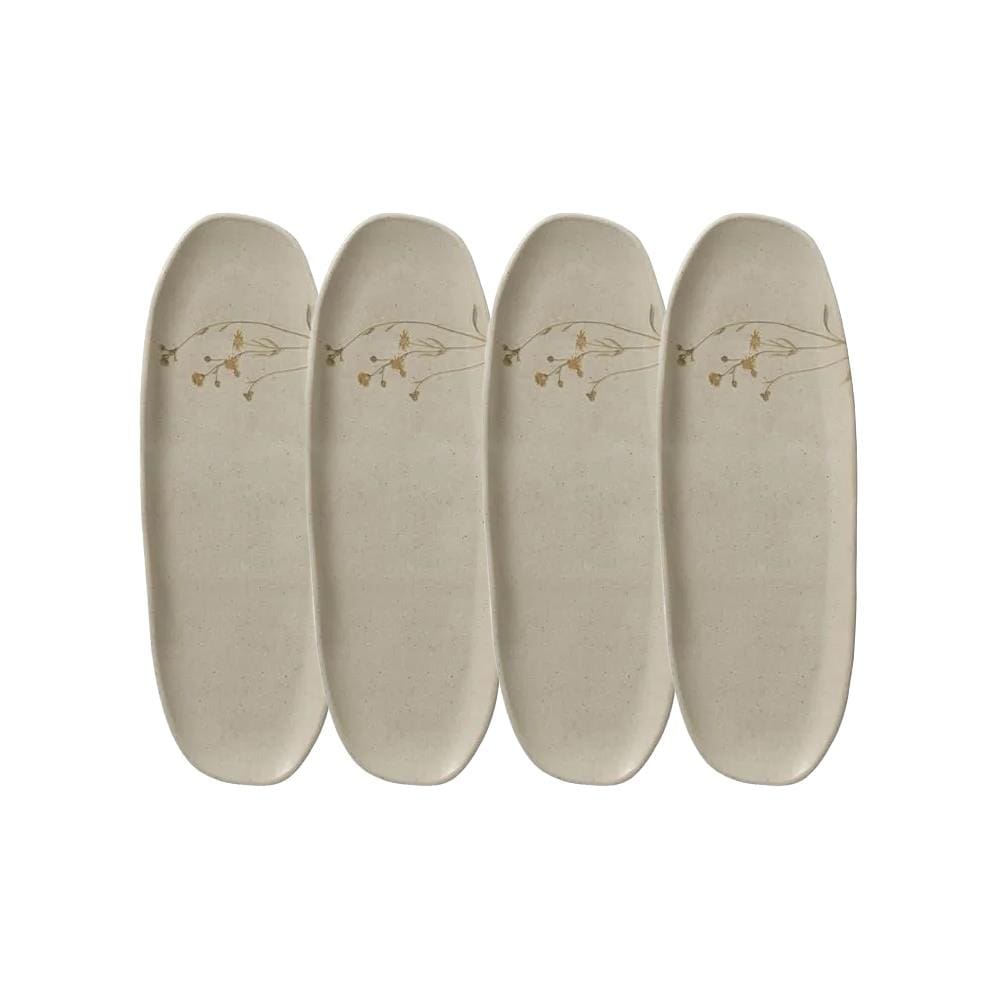 Conjunto de Travessas Ovais Rasas Grandes Porto Brasil Orgânico Campestre 36x13cm – 4 Peças