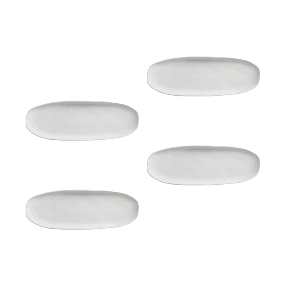 Conjunto de Travessas Oval Rasa Grande Porto Brasil Orgânico New White 36x13cm - 4 Peças