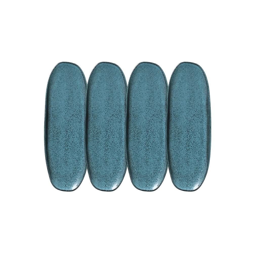 Conjunto de Travessas Oval Rasa Grande Porto Brasil Orgânico Night Sky 36x13cm - 4 Peças