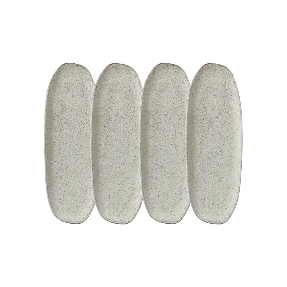 Conjunto de Travessas Oval Rasa Grande Porto Brasil Orgânico Pistache 36x13cm - 4 Peças