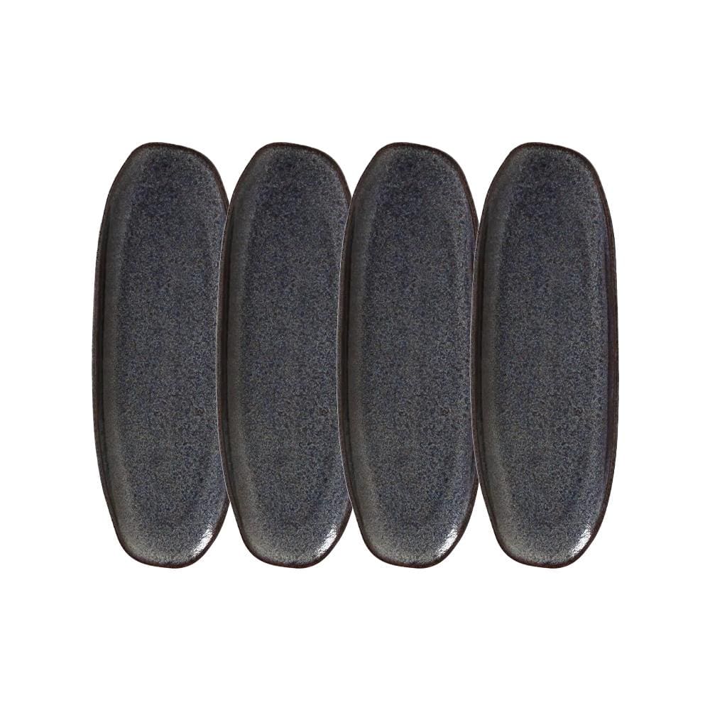 Conjunto de Travessas Oval Rasa Grande Porto Brasil Orgânico Titanium 36x13cm - 4 Peças