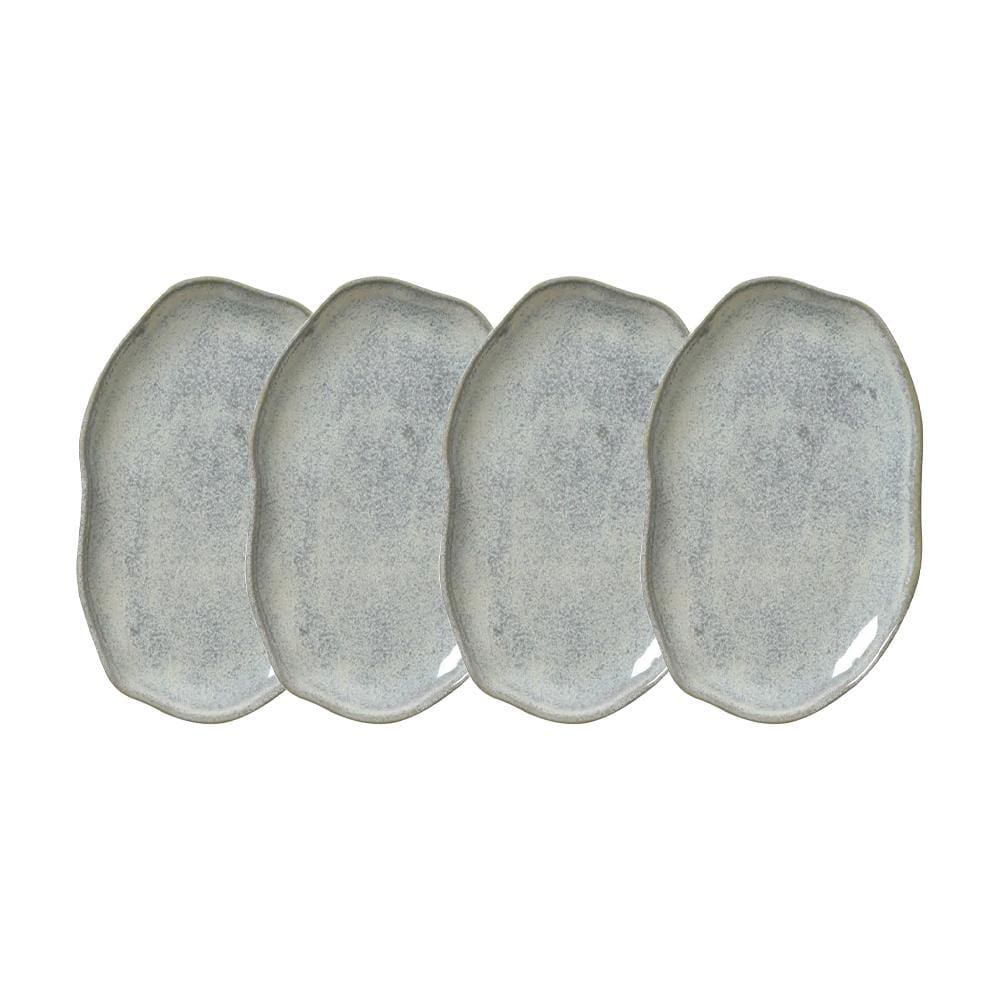 Conjunto de Travessas Oval Rasa Média Porto Brasil Bio Green Granite 30x20cm - 4 Peças