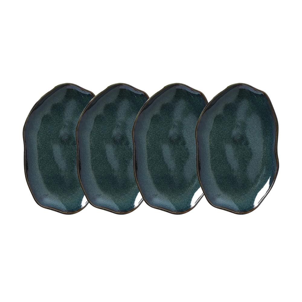 Conjunto de Travessas Oval Rasa Média Porto Brasil Bio Oceano 30x20cm - 4 Peças