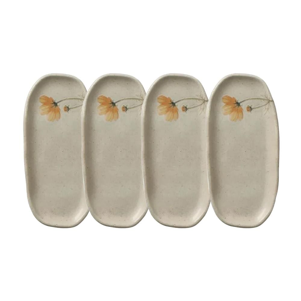 Conjunto de Travessas Oval Rasa Mini Porto Brasil Orgânico Campestre 16,5x8cm - 4 Peças