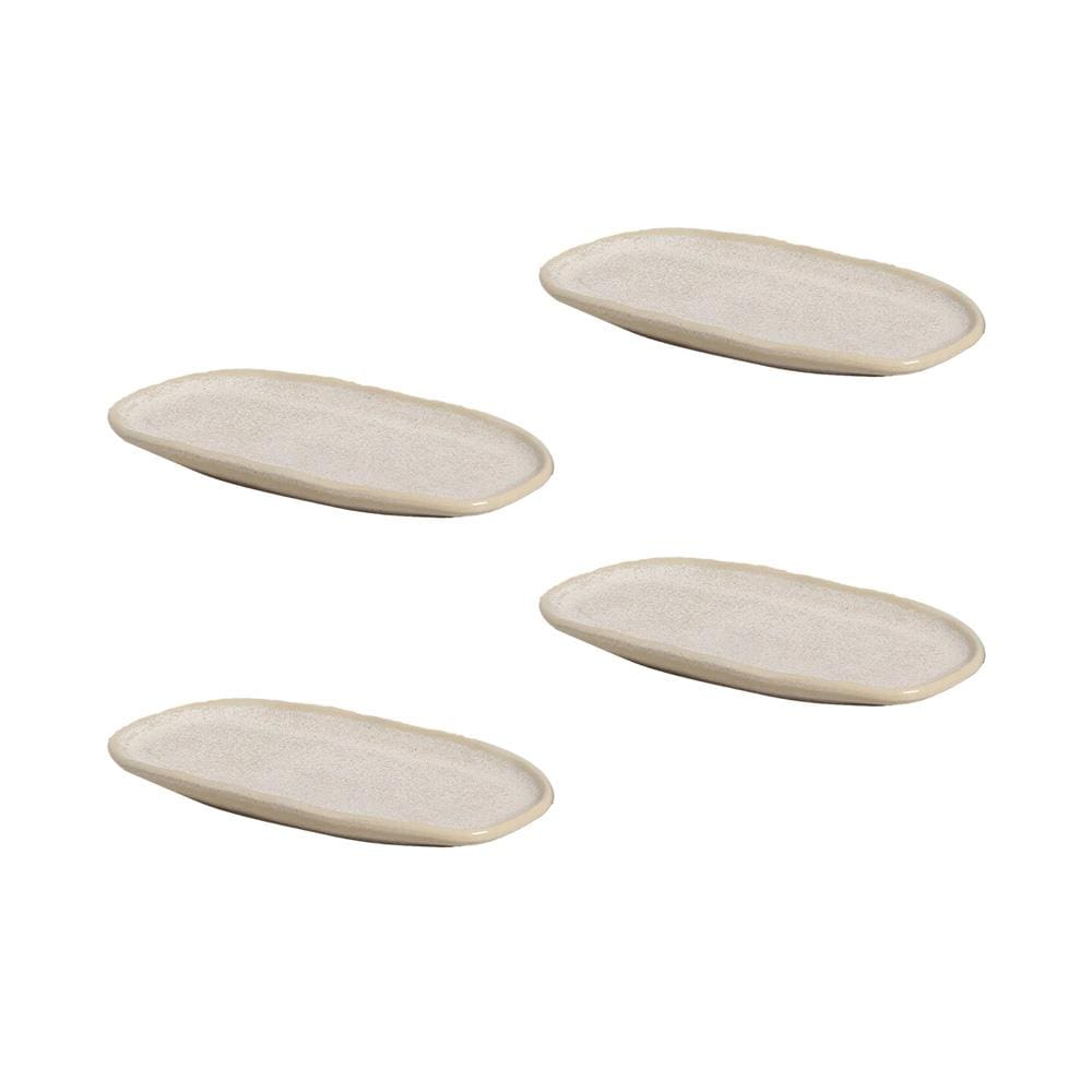 Conjunto de Travessas Ovais Pequenas Porto Brasil Orgânico Latte 23x11cm - 4 Peças