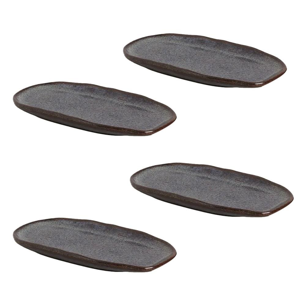 Conjunto de Travessas Ovais Rasas Porto Brasil Orgânico Titanium 23x11cm - 4 Peças