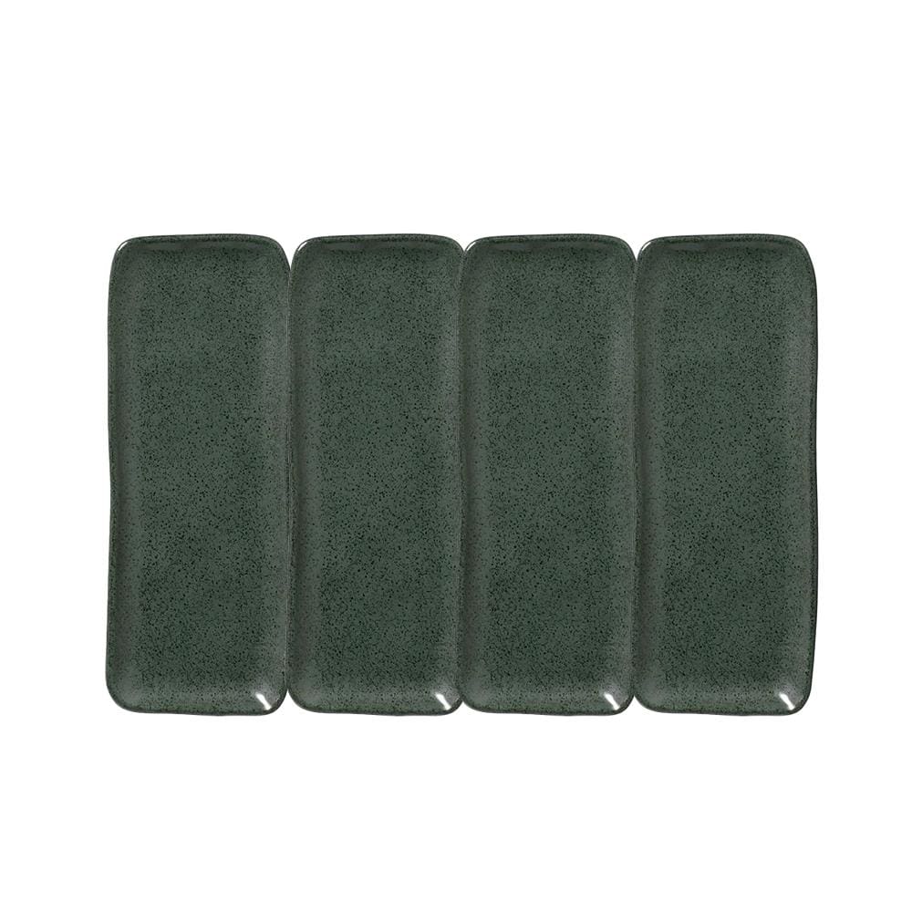 Conjunto de Travessas Retangulares Médias Porto Brasil Orgânico Greenery 33x13cm - 4 Peças