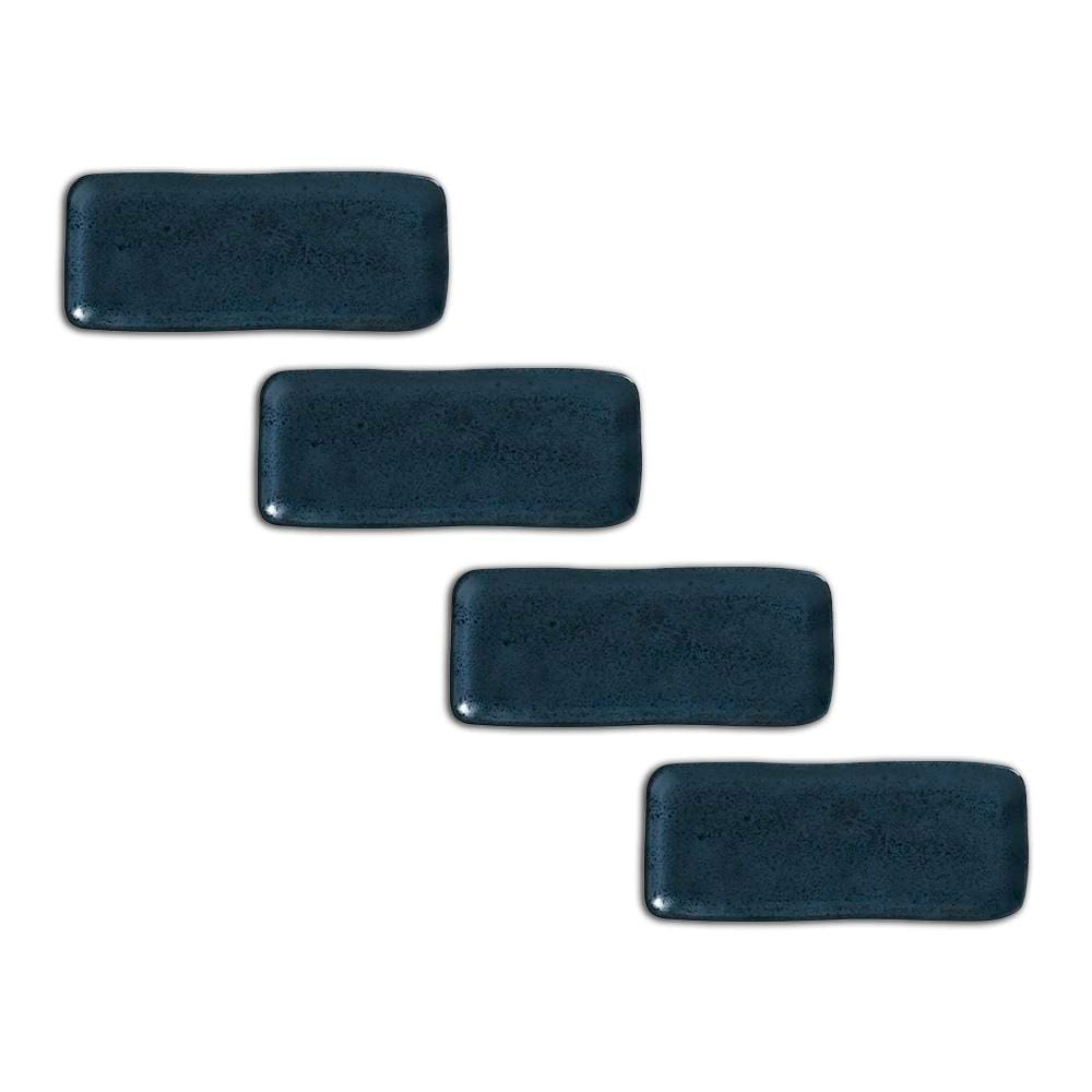 Conjunto de Travessas Retangulares Médias Porto Brasil Orgânico Night Blue 33x13cm - 4 peças