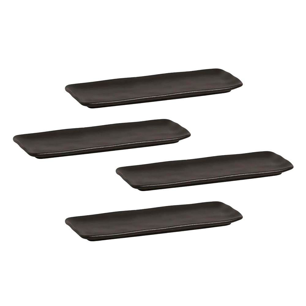 Conjunto de Travessas Retangulares Médias Porto Brasil Orgânico Preto Matte 33x13cm - 4 peças