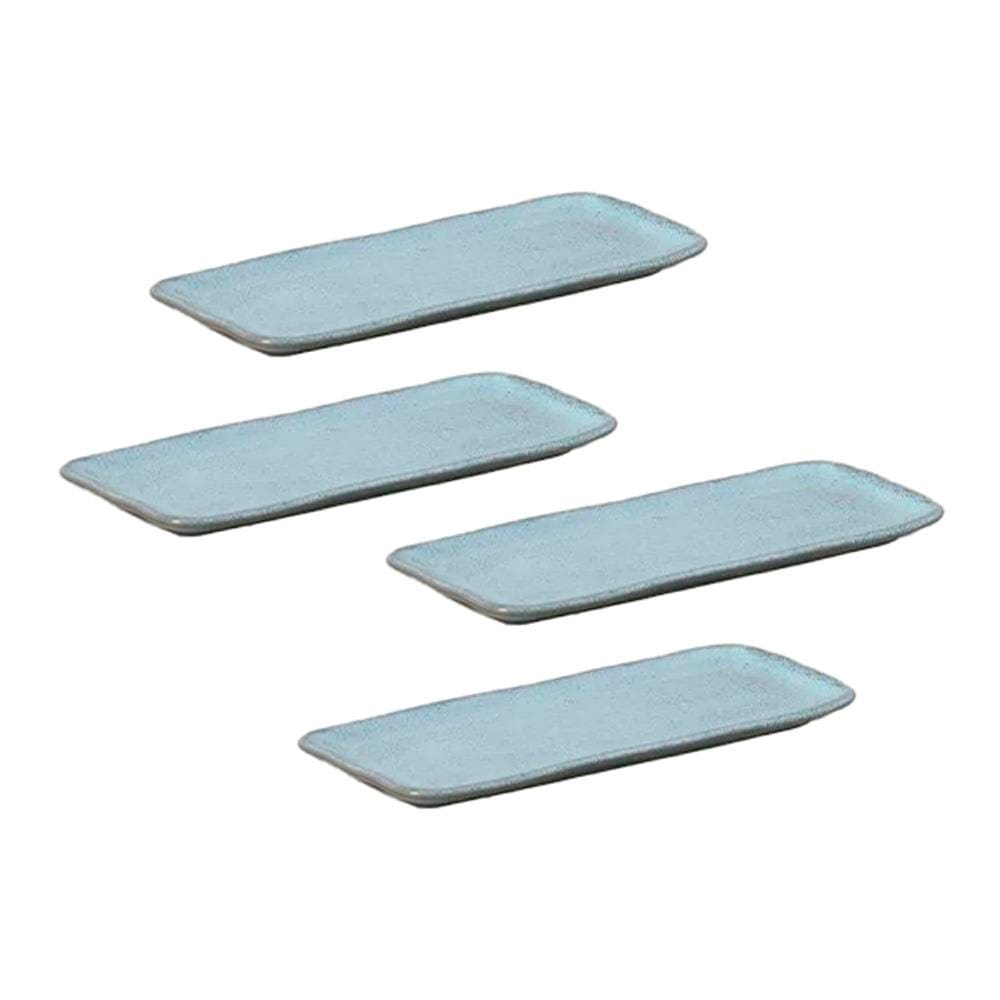 Conjunto de Travessas Retangulares Pequenas Porto Brasil Orgânico Breeze 22x9,5cm - 4 Peças
