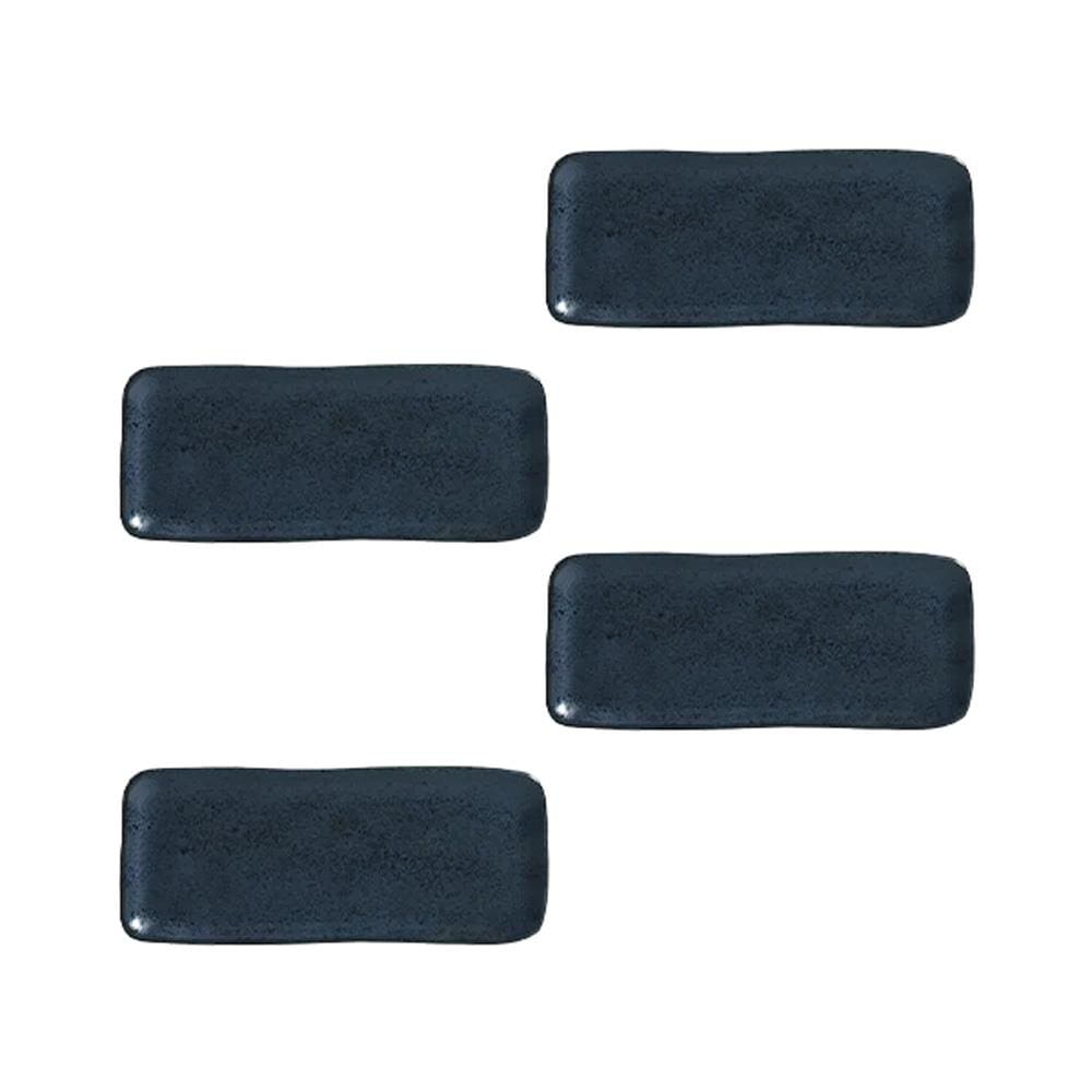 Conjunto de Travessas Retangulares Pequenas Porto Brasil Orgânico Night Blue 22x9,5cm - 4 Peças