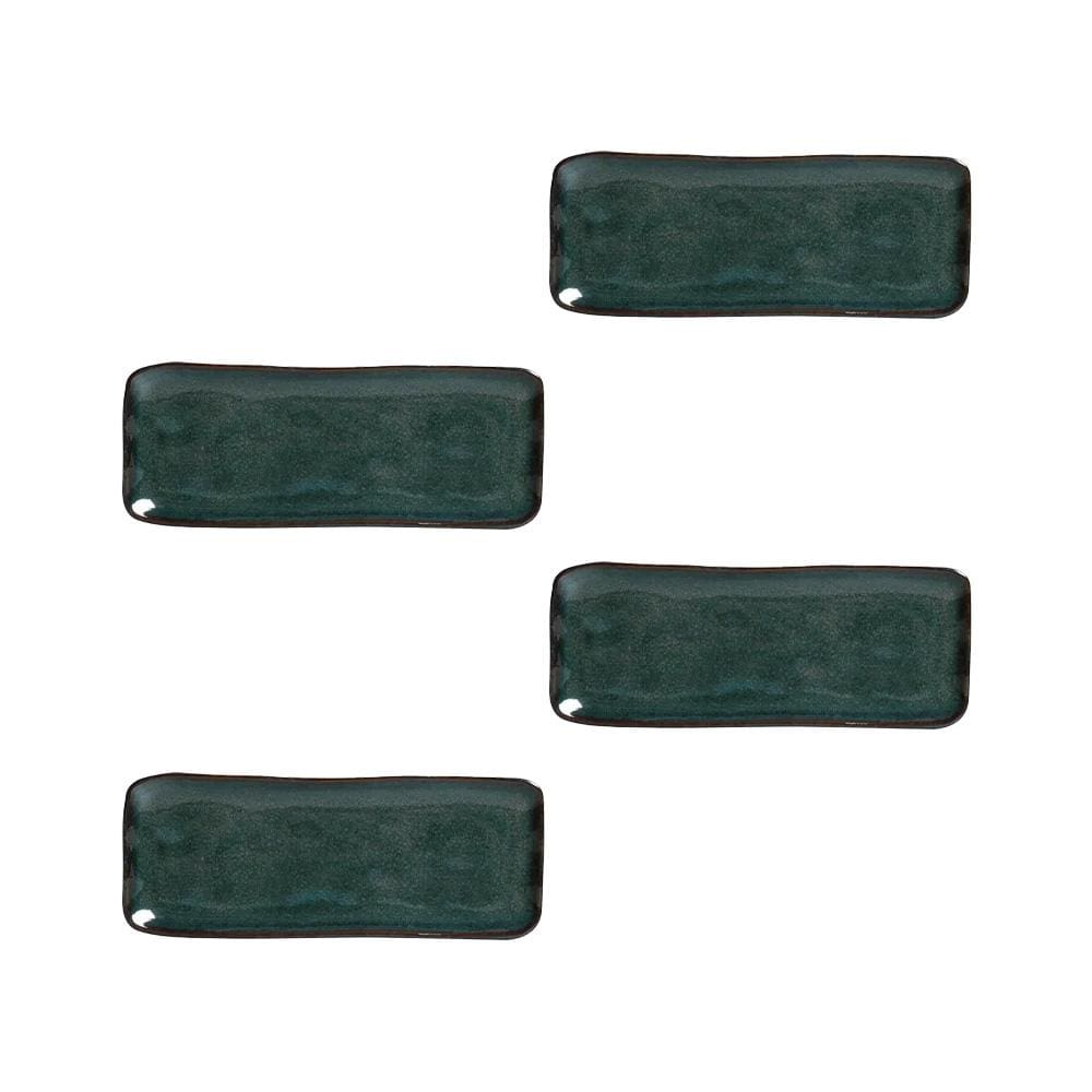 Conjunto de Travessas Retangulares Pequenas Porto Brasil Orgânico Oceano 22x9,5cm - 4 Peças