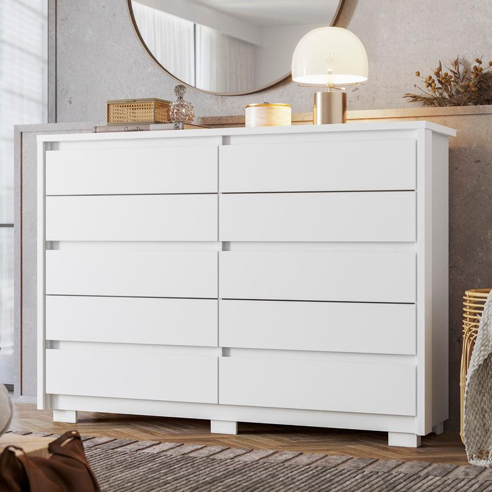 Cômoda Palumoveis Duetto com 10 Gavetas – 151cm de Largura - Branco
