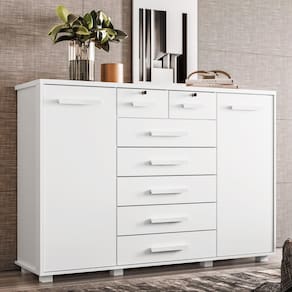 Cômoda Palumoveis Fontana com 7 Gavetas e 2 Portas – 160cm de Largura