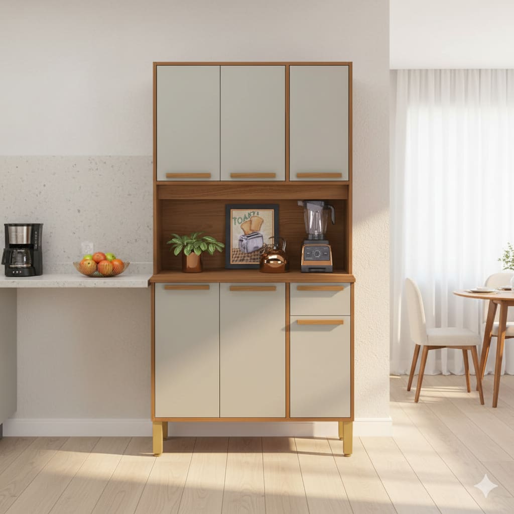 Cozinha Compacta Indekes Lagos 6 Portas 1 Gaveta MDP - 90,6cm de Largura