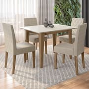 Mesa de Jantar Retangular Poliman Kate com 4 Cadeiras Estofadas e Revestidas em Suede