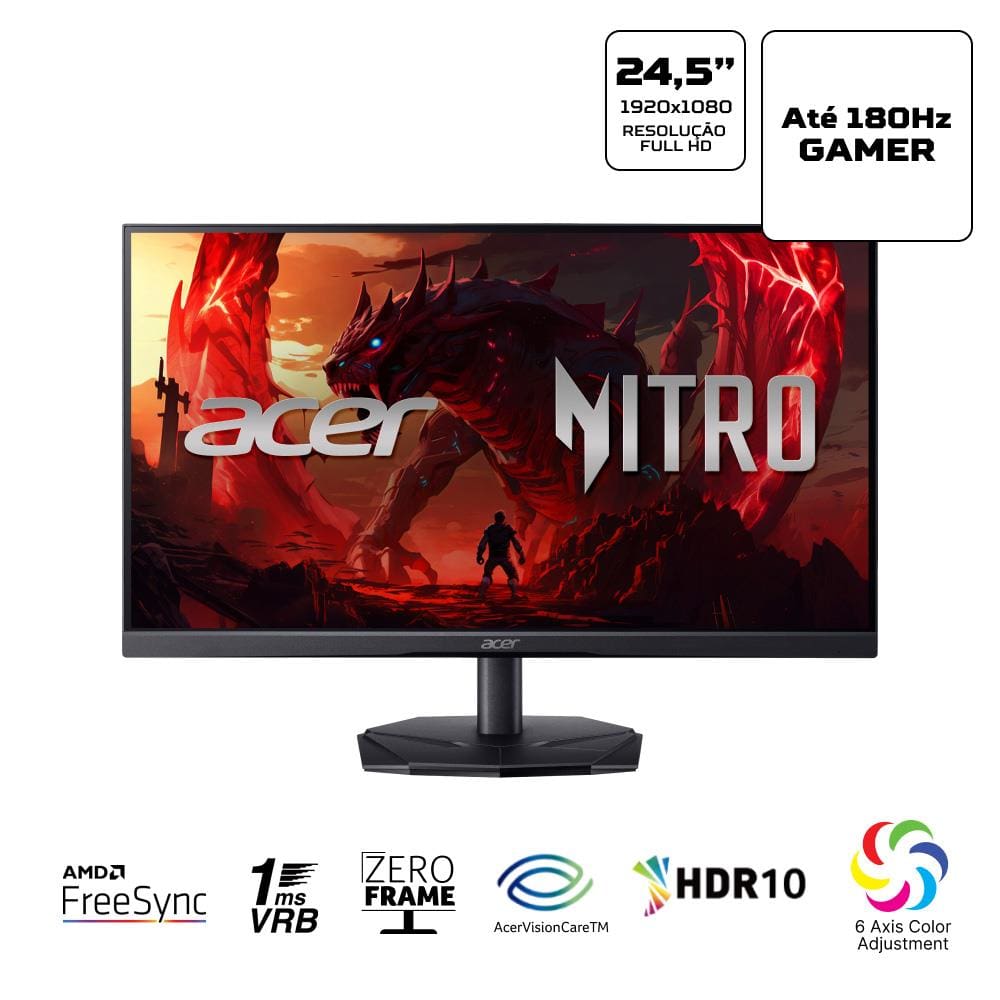【極美品】acer 180hz Nitro KG1 ゲーミングモニター 24.5 Monitor Gamer 24.5” Acer KG1 Nitro | Casas Bahia