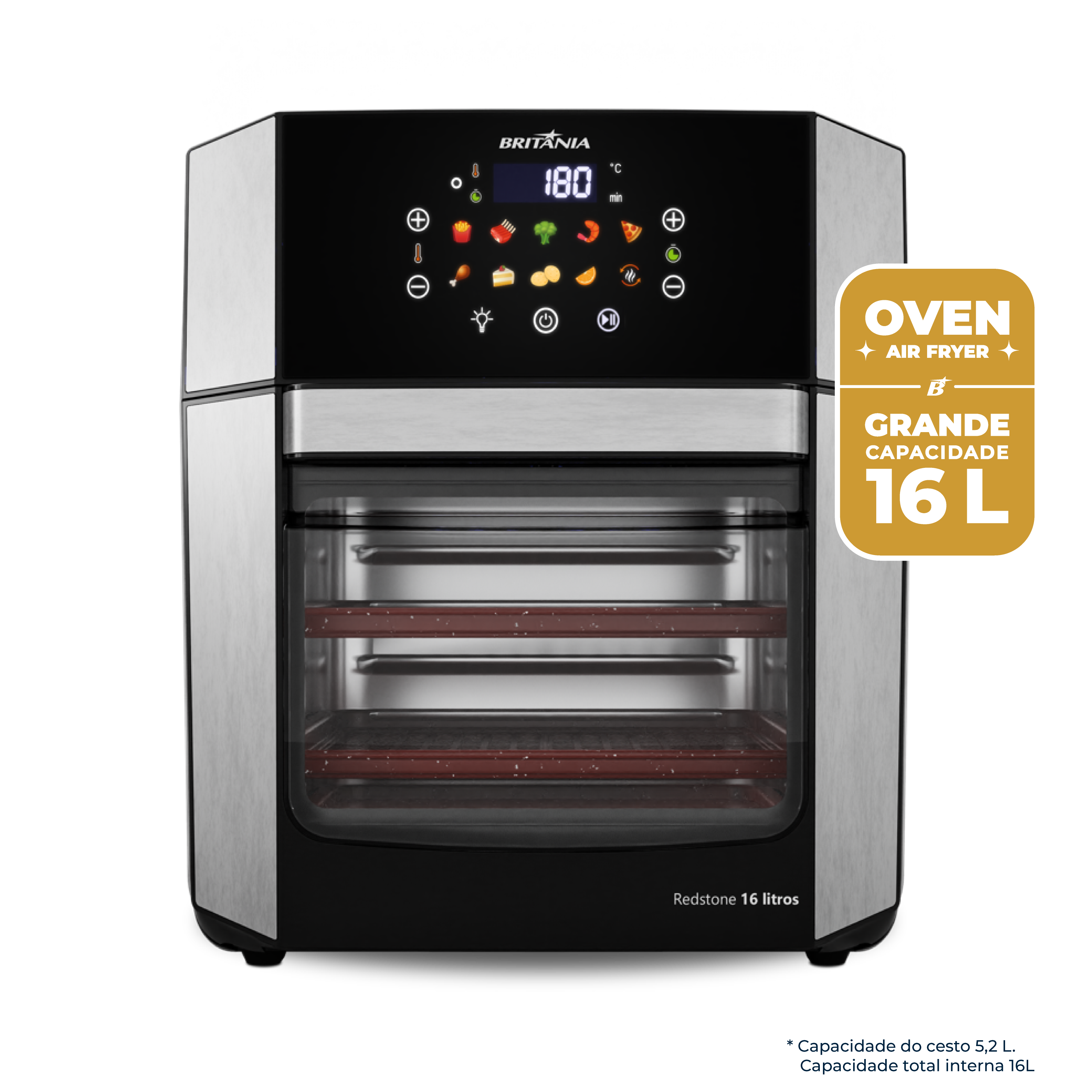 Fritadeira Elétrica Air Fryer Britânia Oven BAF16A 4 em 1 Sem Óleo com Tecnologia Air Flow 1900W - 16 litros