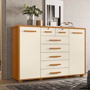 Cômoda Palumoveis Fontana com 7 Gavetas e 2 Portas – 160cm de Largura