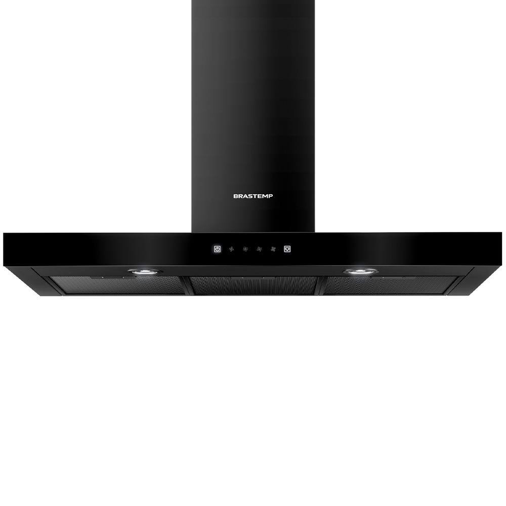 Coifa de Parede Brastemp Eclipse Collection BAE90AP com Painel Touch on Glass, Função Turbo e Iluminação LED Black Inox - 90cm - 220V