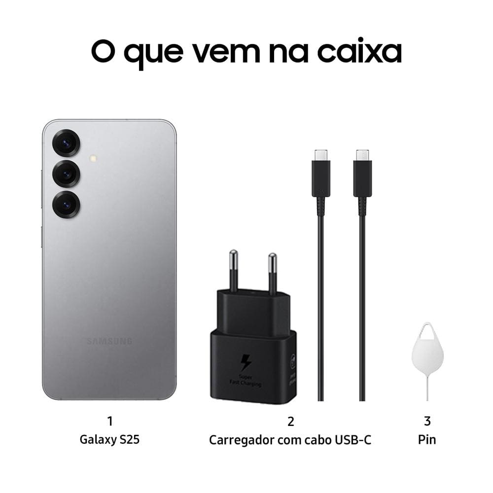 Smartphone Samsung Galaxy S25 5G Prata | Casas Bahia