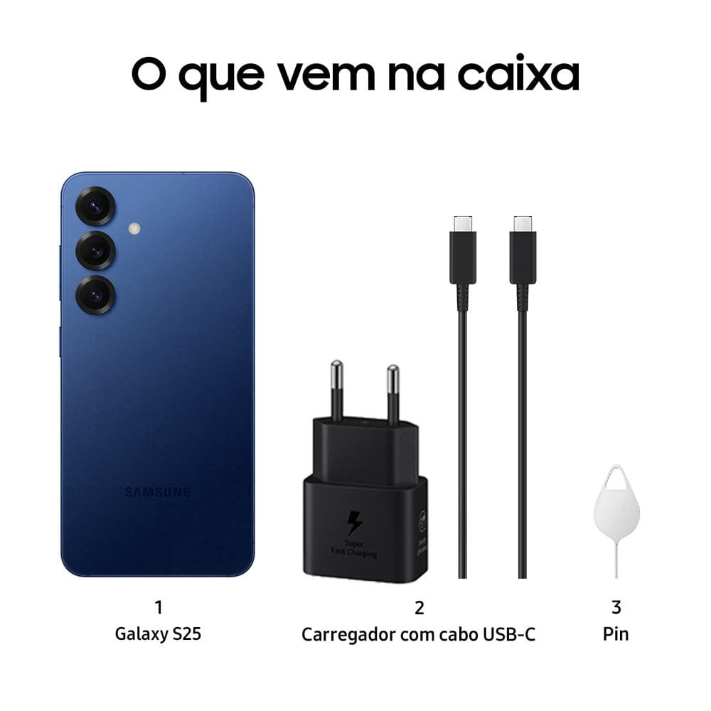 Smartphone Samsung Galaxy S25 5G, Azul | Casas Bahia